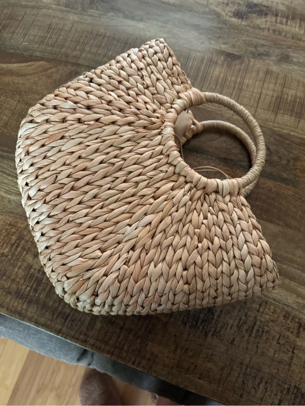 Woven Straw Tote Bag - Natural Tan - Picture 3 of 8